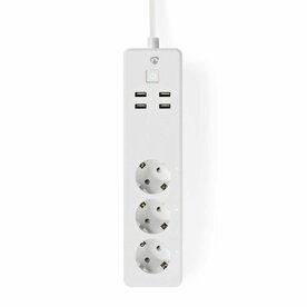 Nedis | Wi-Fi Slimme Stekkerdoos | 4 Stopcontacten | 2 USB-poorten | Wit