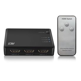 ACT AC7845 HDMI Switch | 3 Ingangen | 1 Uitgang | 4K @ 30Hz | Inclusief Afstandsbediening