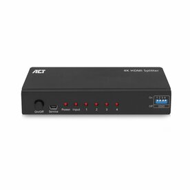 ACT AC7831 | HDMI Splitter | 1 Ingang, 4 Uitgangen | 4K @ 60Hz | Zwart