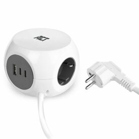 ACT Stekkerdoos Kubus | 3 Stopcontacten | USB-A & USB-C | 30W | 1,5 m | Wit