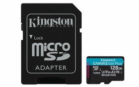 Kingston Technology microSDXC 128GB | Canvas Go! Plus Gen4 | 200MB/s | A2 | U3 | V30 | + Adapter