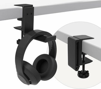 MMOBIEL Koptelefoon Houder voor onder Bureau – Koptelefoon Standaard – Verstelbare Headset Stand – Headset Hanger – Hoofdtelefoon Headset Houder Bureau – Universele Koptelefoon Haak - Zwart Aluminium