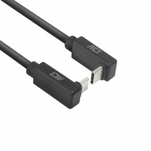 ACT AC7478 | USB 3.2 Gen 2 Kabel | USB-C (haaks boven/beneden) naar USB-C (haaks boven/beneden) | 60W | 10Gbps | 2m | Zwart