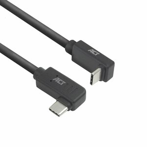 ACT AC7482 | USB 3.2 Gen 2 Kabel | USB-C (haaks links/rechts) naar USB-C (haaks boven/beneden) | 60W | 10Gbps | 2m | Zwart
