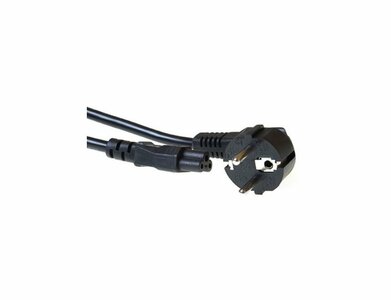ACT Stroomkabel | Randaarde Stekker CEE7/7 (Haaks) naar C5 | 1,0 m | Zwart | Voor Laptopadapters & Elektronica