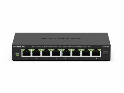 NETGEAR GS308E | 8-Poorts Gigabit Smart Managed Switch | L2/L3 | PoE | Zwart