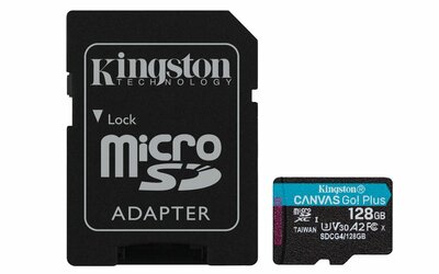 Kingston Technology microSDXC 128GB | Canvas Go! Plus Gen4 | 200MB/s | A2 | U3 | V30 | + Adapter