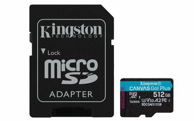 Kingston Technology | 512GB microSDXC Canvas Go! Plus Gen4 | 200MB/s | A2 U3 V30 | Inclusief Adapter