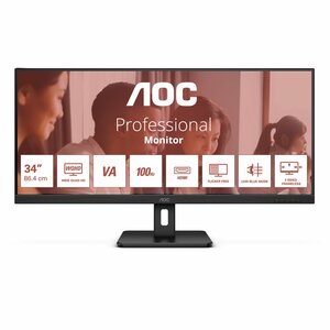 AOC U34E2M 34" | UWQHD 3440x1440 | VA | 100Hz | 4ms | Ultrawide Monitor | Zwart