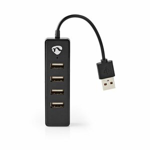 Nedis UHUBU2420BK | Interface Hub USB 2.0 (480 Mbit/s) | 4 poorten | Zwart