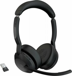 Jabra Evolve2 55 Link380a MS Stereo | Bluetooth Headset (ANC) | USB-A Dongle | Oplaadstandaard | Zwart