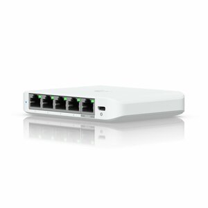 Ubiquiti UniFi Flex Mini 2.5G | 2.5G Managed Switch (5 poorten) | 5x 2.5G RJ45 | PoE (input) | Wit