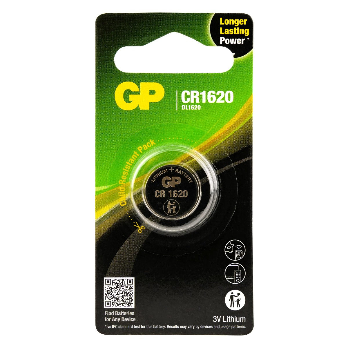 GP Lithium CR1620 Knoopcel Batterij (1-pack)
