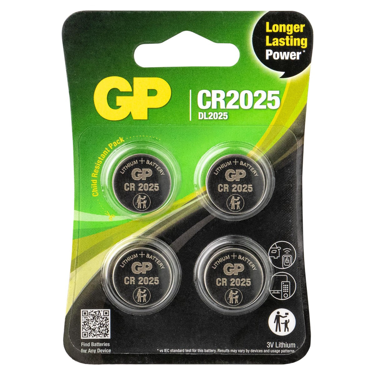 GP Lithium CR2025 Knoopcel Batterijen (4-pack)