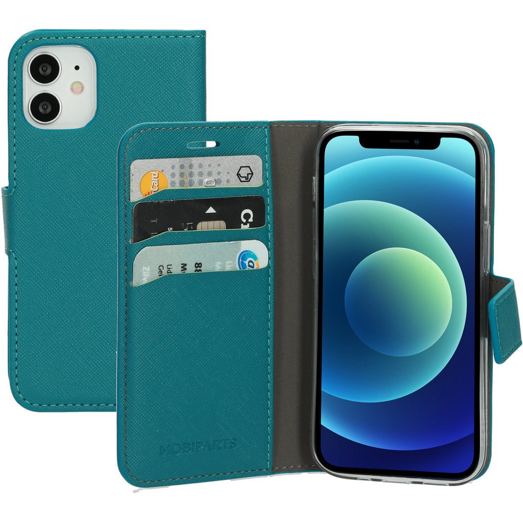 Mobiparts Saffiano Wallet Case Apple iPhone 12 Mini Turquoise