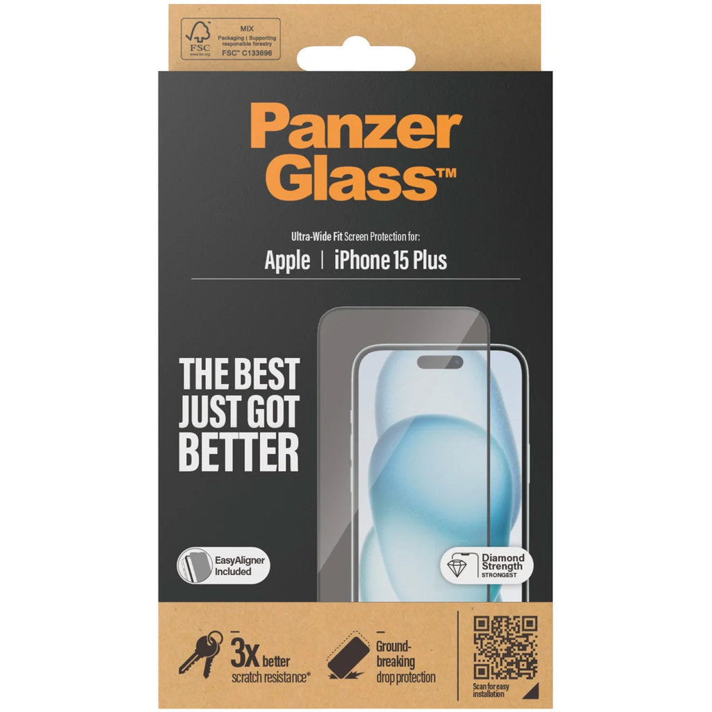 Panzerglass Apple iPhone 15 Plus - Ultra-Wide Fit with EasyAligner