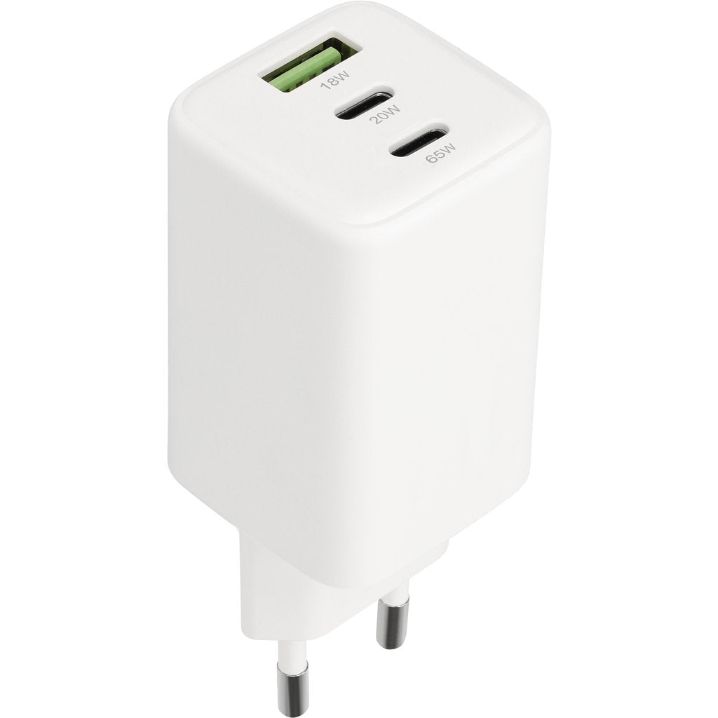 Mobiparts GaN Wall Charger USB-Cx2/USB-A PD 3.0/QC 65W White V2