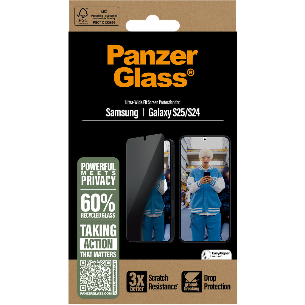 Panzerglass Samsung Galaxy S25/S24 - Ultra-Wide Fit Privacy Glass