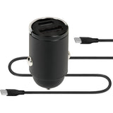 Mobiparts Car Charger 30W Dual USB-C/USB-A with USB-C/USB-C Cable Black