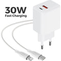 Mobiparts Wall Charger 30W Dual USB-C/USB-A with Lightning Cable White
