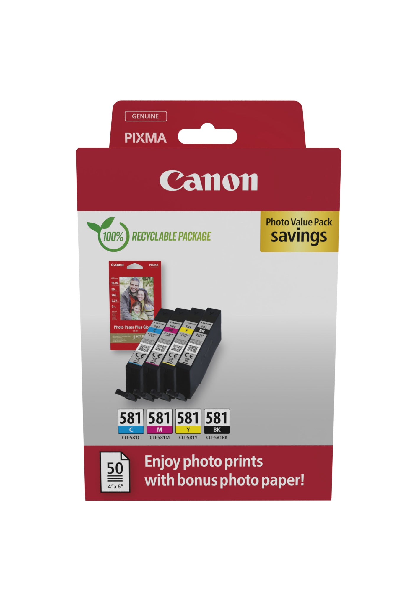 Canon (T) CLI-581 BK-C-M-Y Zwart 22,4ml (Origineel