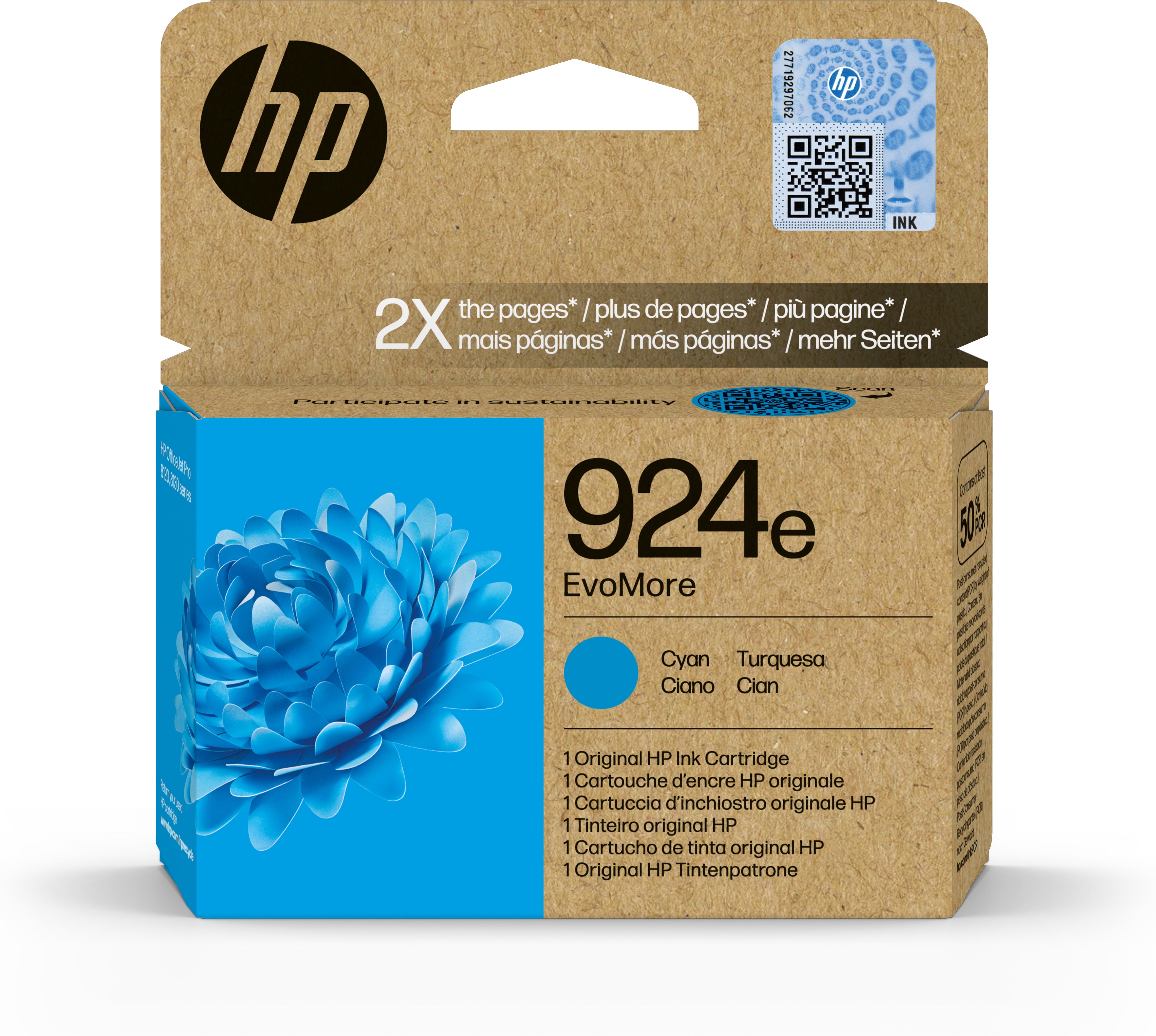 HP No.924e Cyaan EvoMore 800 pagina's (Origineel)