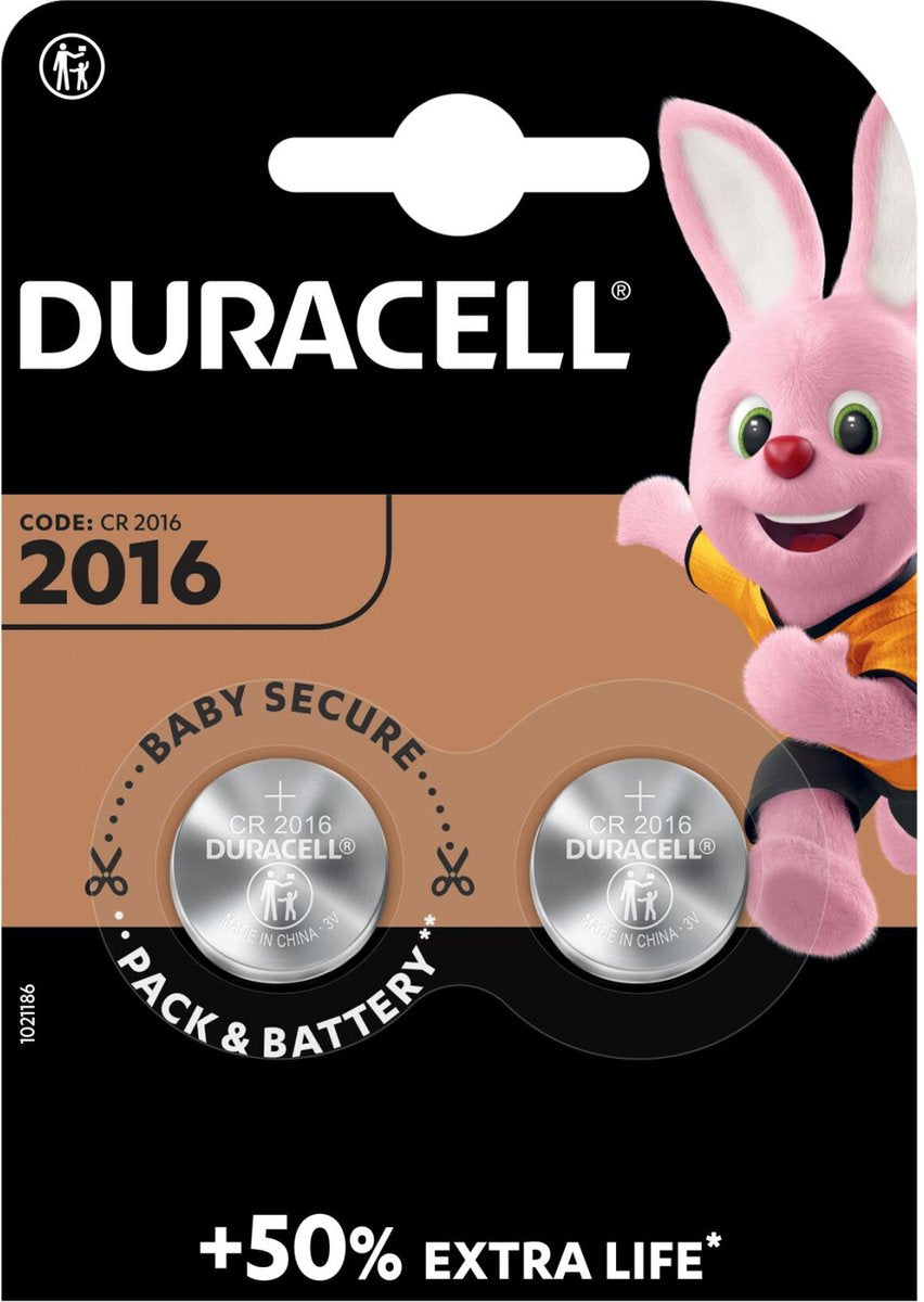 Duracell Lithium CR2016 Knoopcel (2-pack)
