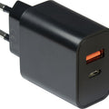 Lader 230V 1xUSB-C 20W+1xUSB-A 20W Argus Zwart