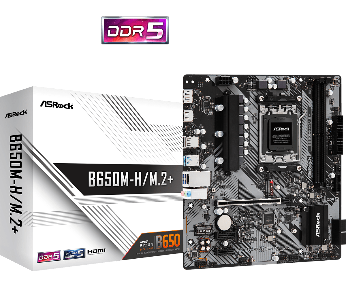 ASRock AM5 B650M-H-M.2+ - DDR5-M.2-DP-HDMI-µATX