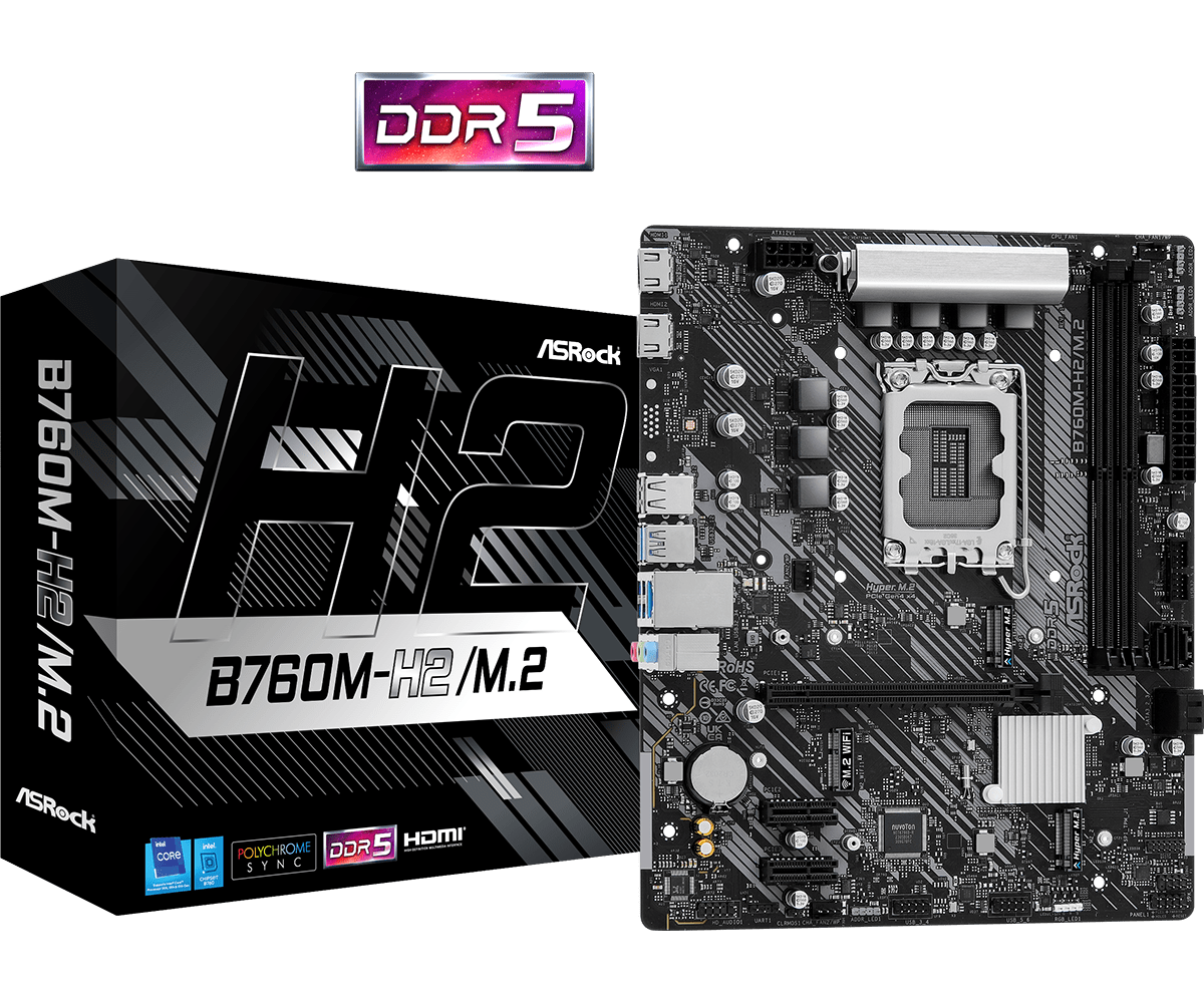ASRock 1700 B760M-H2-M.2 - DDR5-2xM.2-2xHDMI-µATX