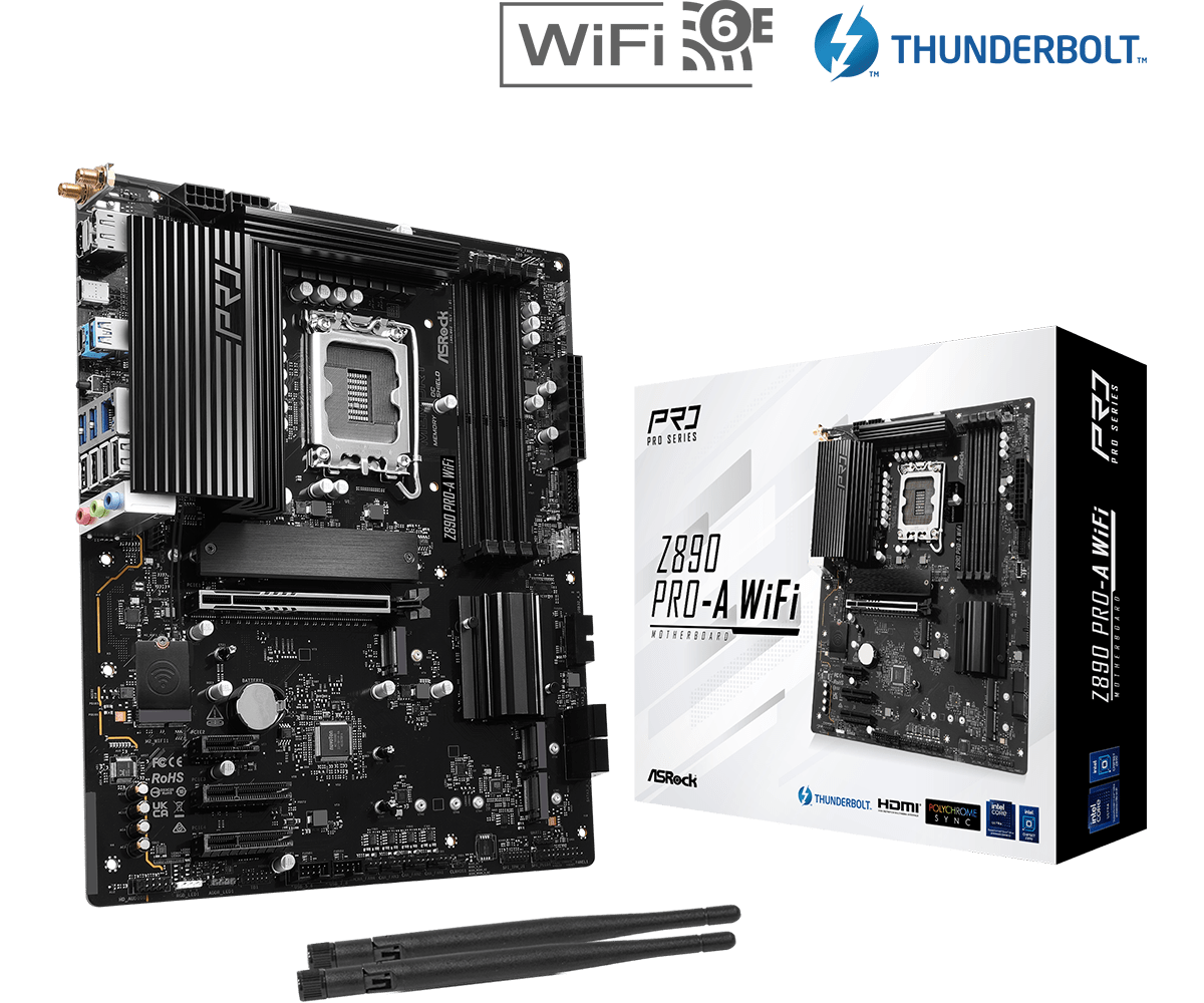ASRock 1851 Z890 Pro-A WiFi -DDR5-4xM.2-DP-HDMI-USB-C-A