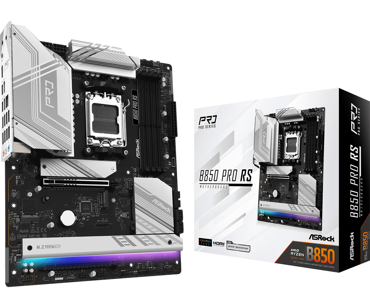 ASRock AM5 B850 Pro RS - DDR5-4xM.2-HDMI-USB-C-ATX