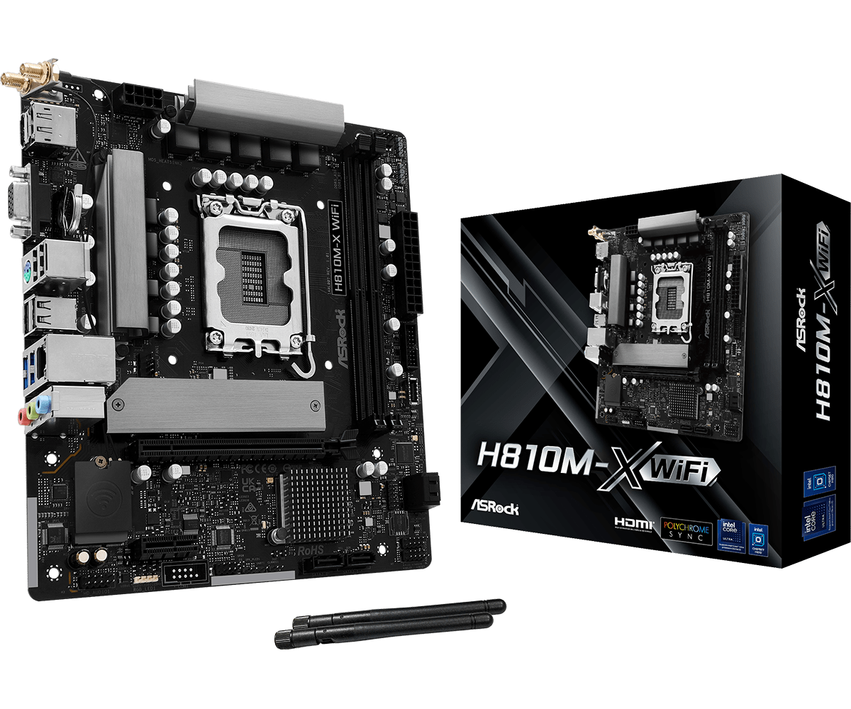 ASRock 1851 H810M-X WIFI - DDR5-M.2-DP-HDMI-VGA-µATX