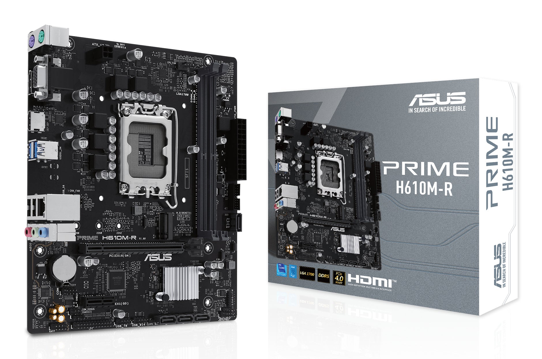 ASUS 1700 H610M-R PRIME White Box - DDR5-M.2-DP-HDMI-VGA