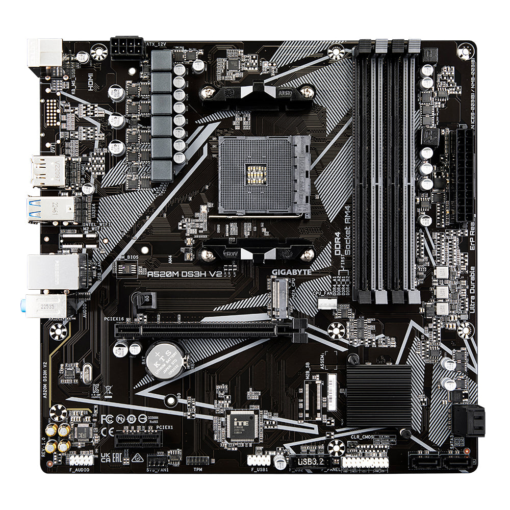 Gigabyte AM4 A520M DS3H V2 - DDR4-M.2-DP-HDMI-DVI-µATX