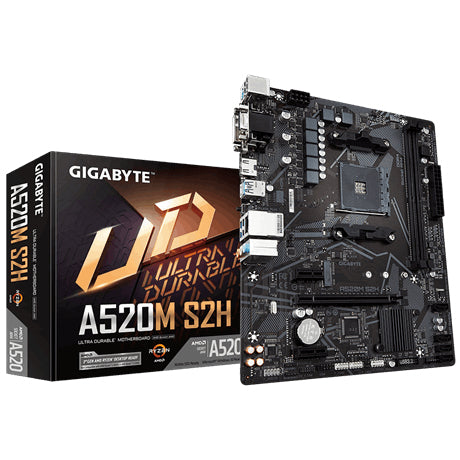 Gigabyte AM4 A520M S2H - DDR4-M.2-DP-HDMI-DVI-VGA-µATX