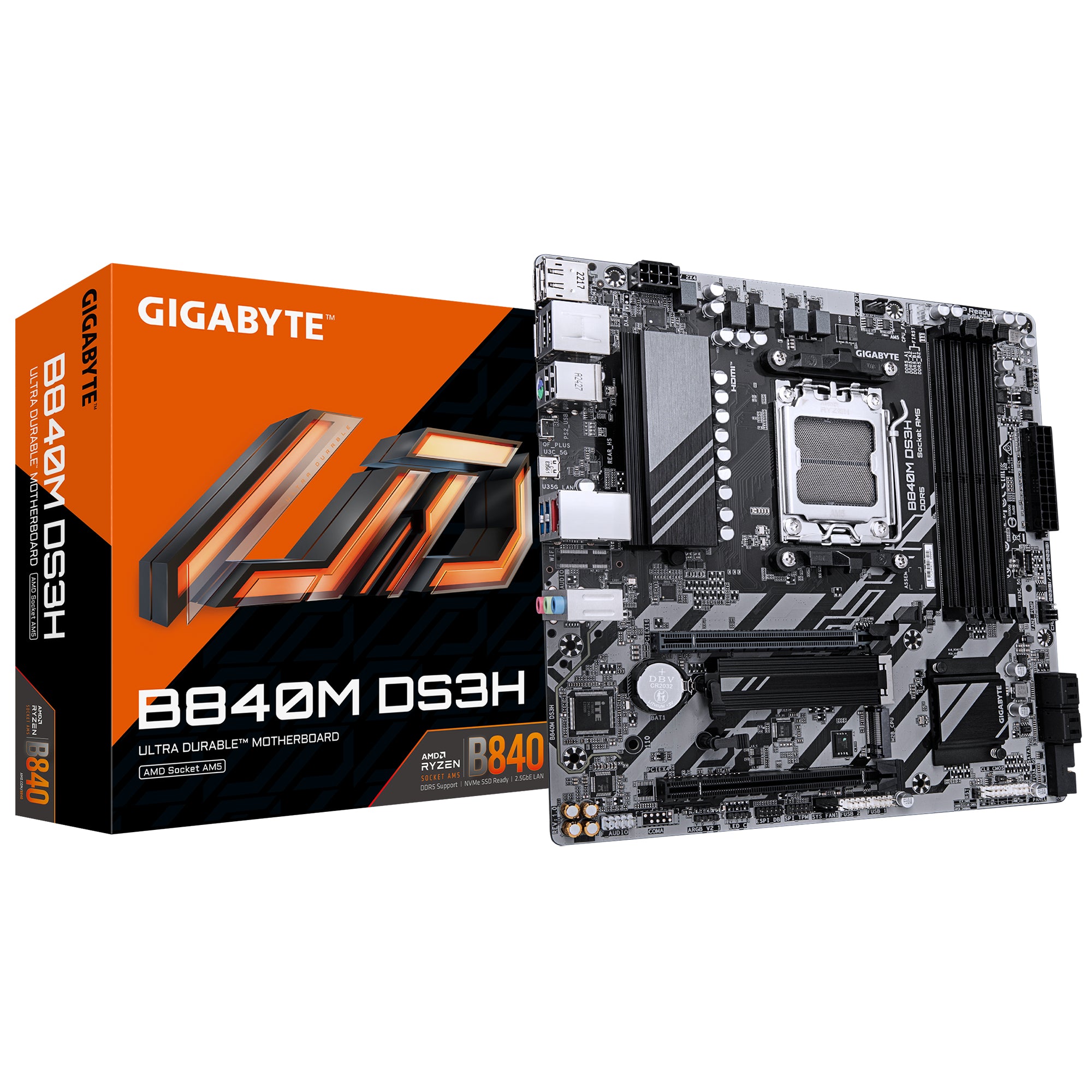 Gigabyte AM5 B840M DS3H - DDR5-2xM.2-2xDP-HDMI-µATX