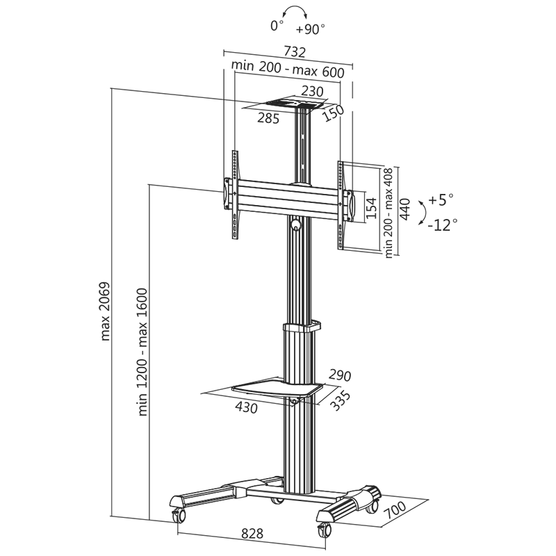 Floor Stand TV LogiLink 37-inch-70-inch <50kg