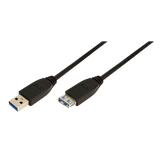 USB-A 3.0 (M) --> (F) 2.00m Verlenging LogiLink Zwart