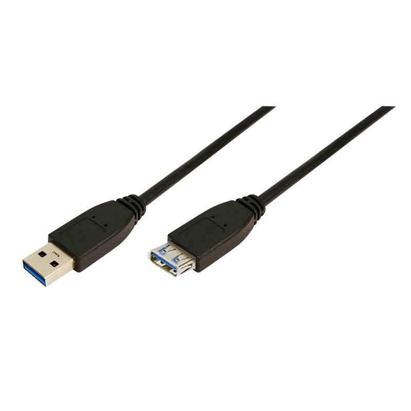USB-A 3.0 (M) --> (F) 2.00m Verlenging LogiLink Zwart