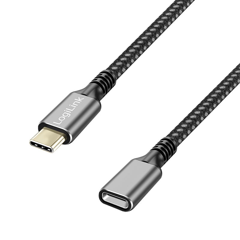 USB-C 3.2(M) <> USB-C(F) 2.0m LogiLink 100W- 5Gbs- zwart