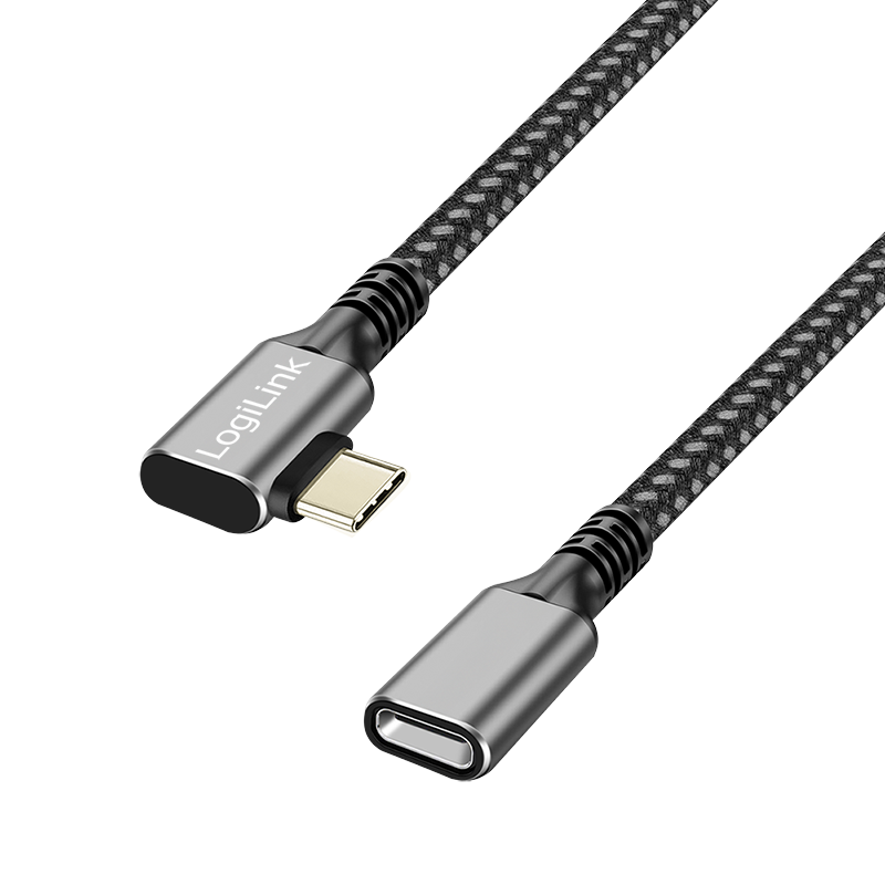 USB-C 3.2(M) 90° <> USB-C(F) 1.0m LogiLink 100W zwart