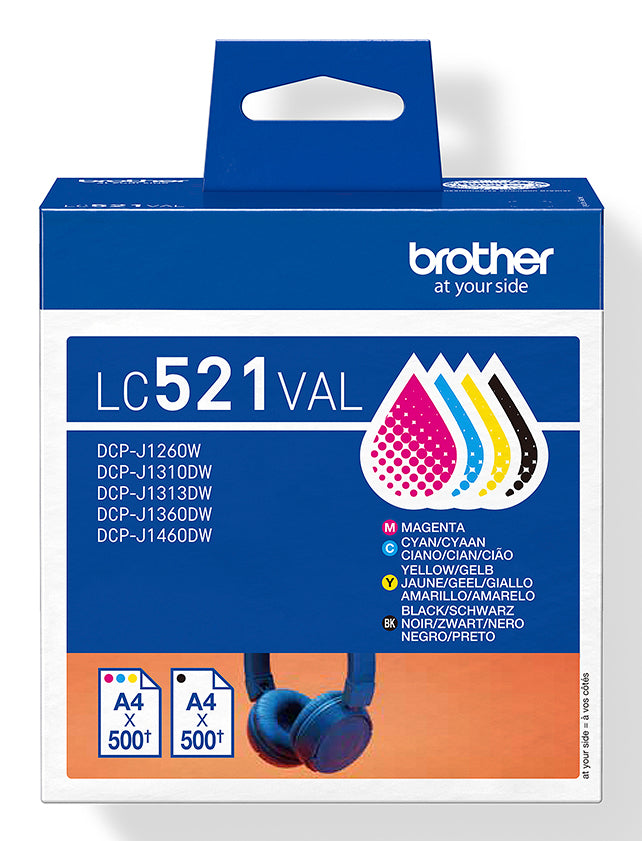 Brother LC-521VAL Value Pack 4x 500 pagina's (Origineel)