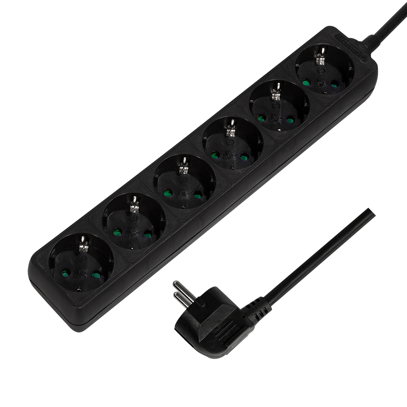 Stekkerdoos 6-voudig 1.5m - Zwart - LogiLink