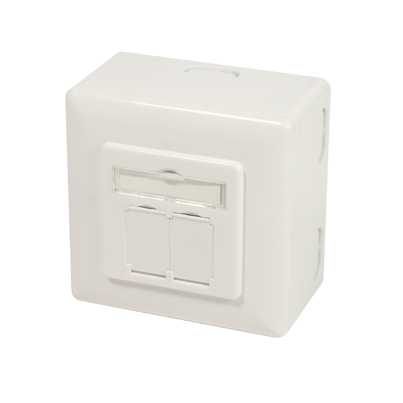 Opbouwdoos 2xRJ45 Cat6A LogiLink Zuiver Wit