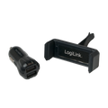 Lader Auto 2xUSB-A 10W + Telefoonhouder LogiLink Zw.