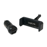 Lader Auto 2xUSB-A 10W + Telefoonhouder LogiLink Zw.