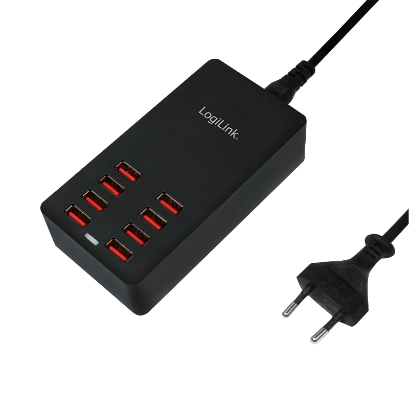 100V-240V 8xUSB 8000mA LogiLink Zwart