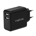 Lader 230V 2xUSB-A 12W LogiLink Zwart