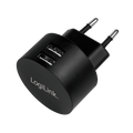 Lader 230V 2xUSB-A 10,5W LogiLink Zwart